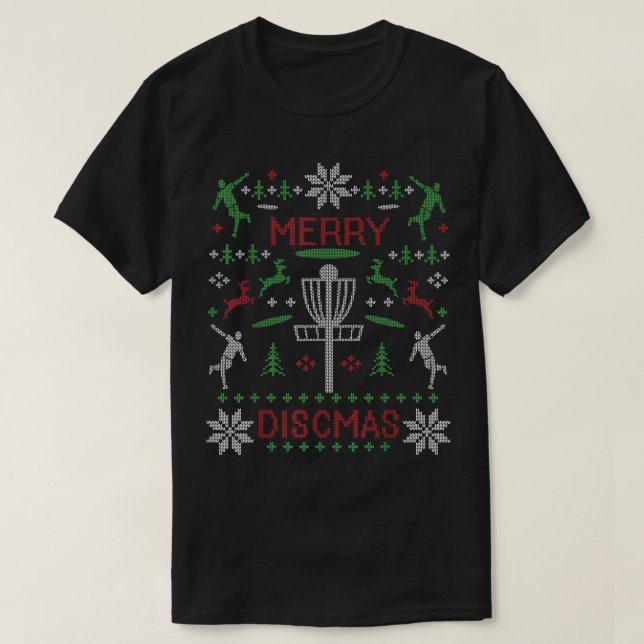 T-shirt Merry Discmas Disc Golf Ugly Christmas Sweater Par (Design devant)