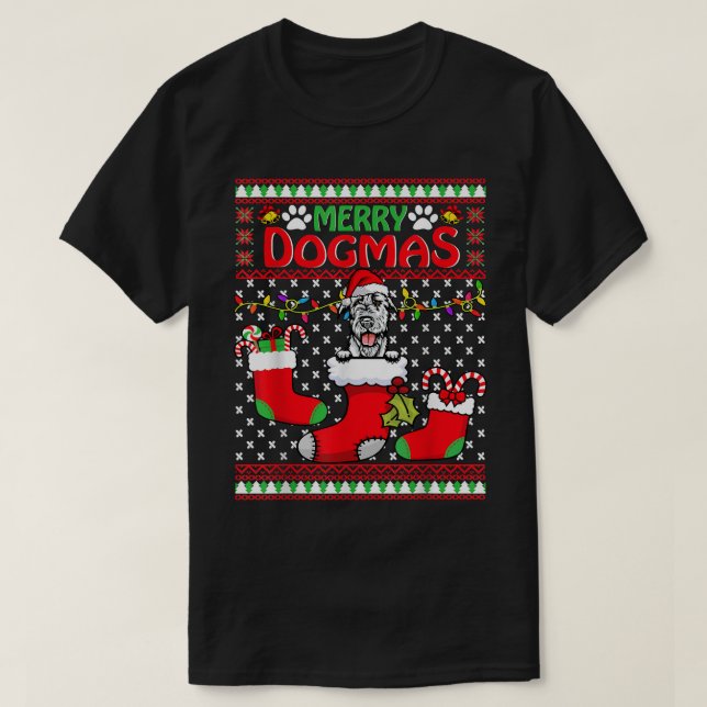 T-shirt Merry Dogmas Irish Setter Dog Funny Ugly Christmas (Design devant)