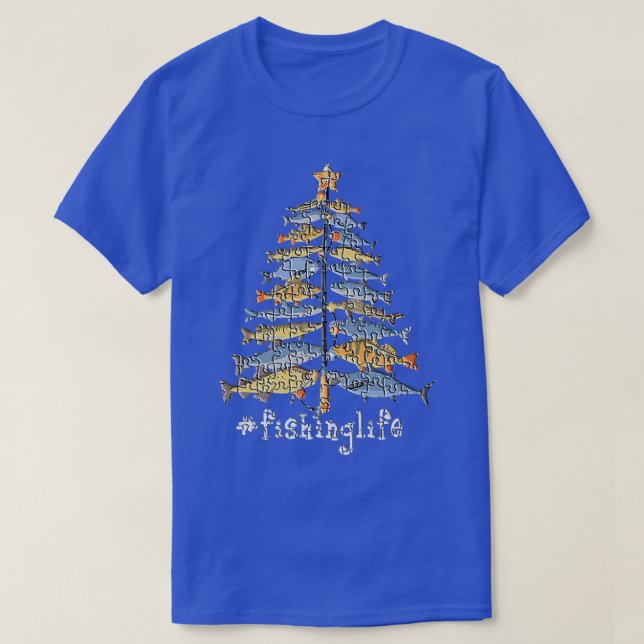 T-shirt Merry Fishmas Funky Christmas Tree Lights Fish Fis (Design devant)