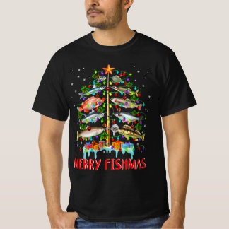 T-shirt Merry Fishmas Funky Christmas Tree Lights Poisson