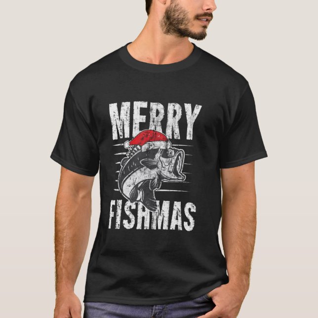 T-shirt Merry Fishmas Funny Fishing Christmas  (Devant)