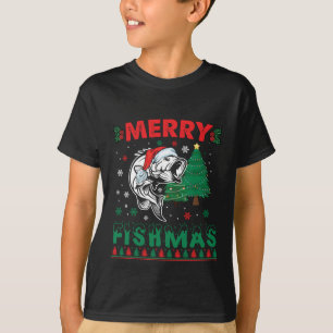 T-shirt Merry Fishmas Pêche Papa Pêcheur Pêcheur Noël