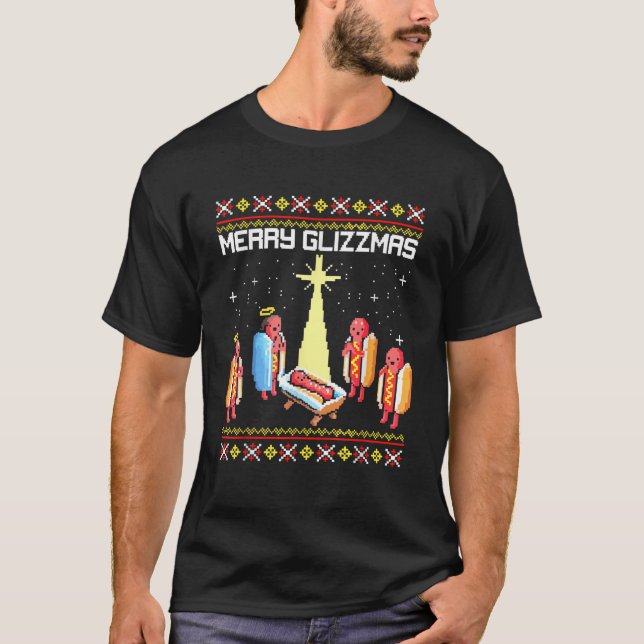 T-shirt Merry Glizzmas Tacky Funny Merry Christmas Hotdogs (Devant)