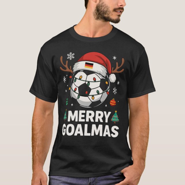 T-shirt Merry Goalmas - Funny Soccer Christmas (Devant)