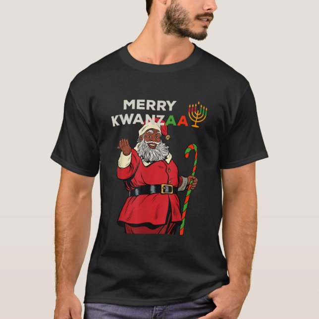 T-shirt Merry Kwanzaa Père Noël Noir Noël Afrique Amérique (Devant)