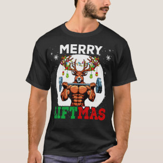 T-shirt Merry Liftma'S Christmas Reindeer Weightlifting Gy