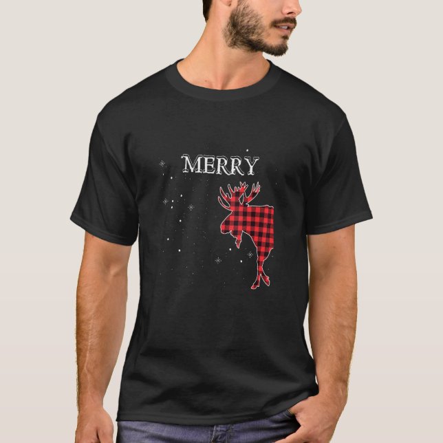 T-shirt Merry Moose Buffalo Rouge Plaid Fundy Couples Chri (Devant)