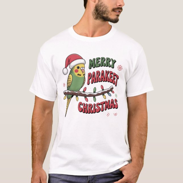 T-shirt Merry Parakeet Christmas | Cute Santa Hat Bird Hol (Devant)