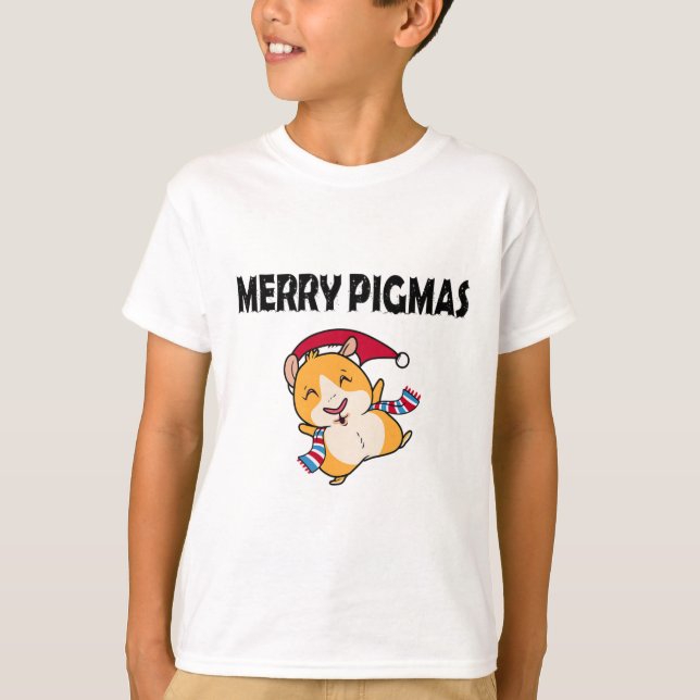 T-shirt Merry Pigmas Face Mask Funny Guinea Pig Christmas  (Devant)