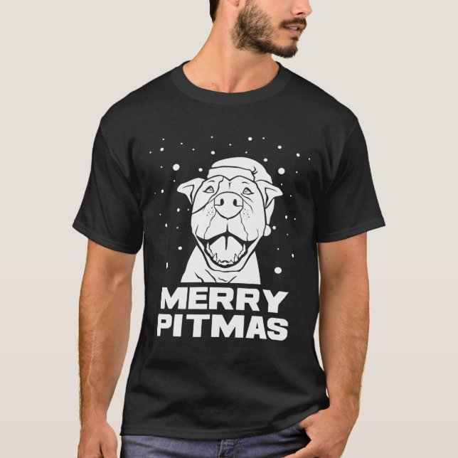 T-shirt Merry Pitma Pitbull Santa Claus Dog Pittie Christ (Devant)
