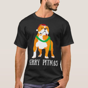T-shirt Merry Pitma Pitbull Santa Claus Dog Pittie Christ