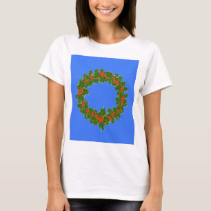 T-shirt Merry Red Berry & Holly Wreath pour Noël T-Sh