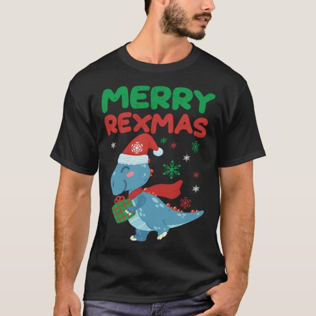 T-shirt Merry RexMas Christmas Dinosaur (Devant)
