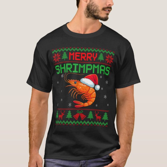 T-shirt Merry Shrimpmas Funny Shrimp Ugly Christmas Sweate (Devant)