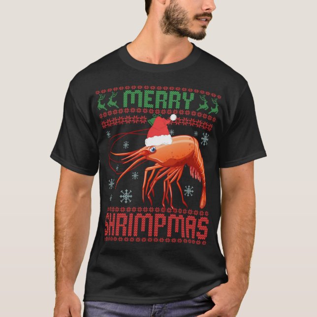 T-shirt Merry Shrimpmas Funny Shrimp Ugly Christmas Sweate (Devant)