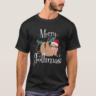 T-shirt Merry Slothmas Cute Sloth Christmas Pajama Women G