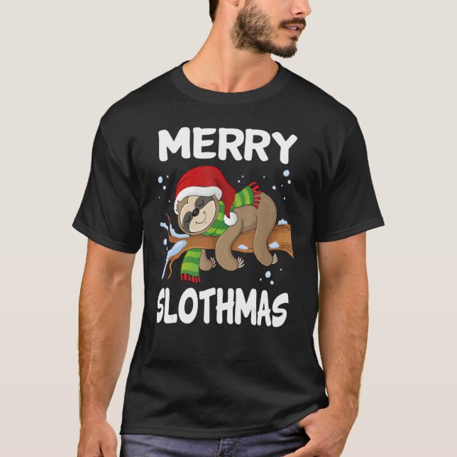 T-shirt Merry Slothmas Lazy Sloth Christmas Sloth  Xmas Te (Devant)