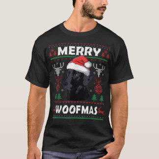 T-shirt Merry Woofmas Black Lab Christmas Dog L