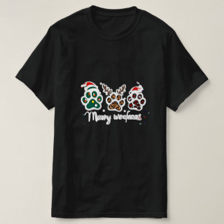 T-shirt Merry Woofmas Dog Paw Christmas Design 