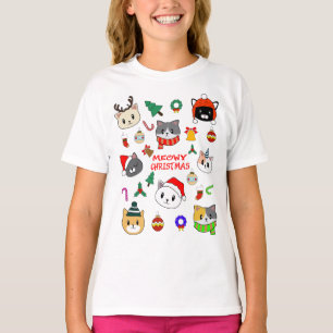 T-shirt MERRY XMAS, Meowy Catmas Tree, Cadeau de Noël de 