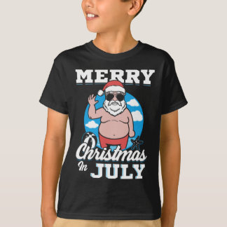 T-shirt Merrychristmas In July Funny Santa