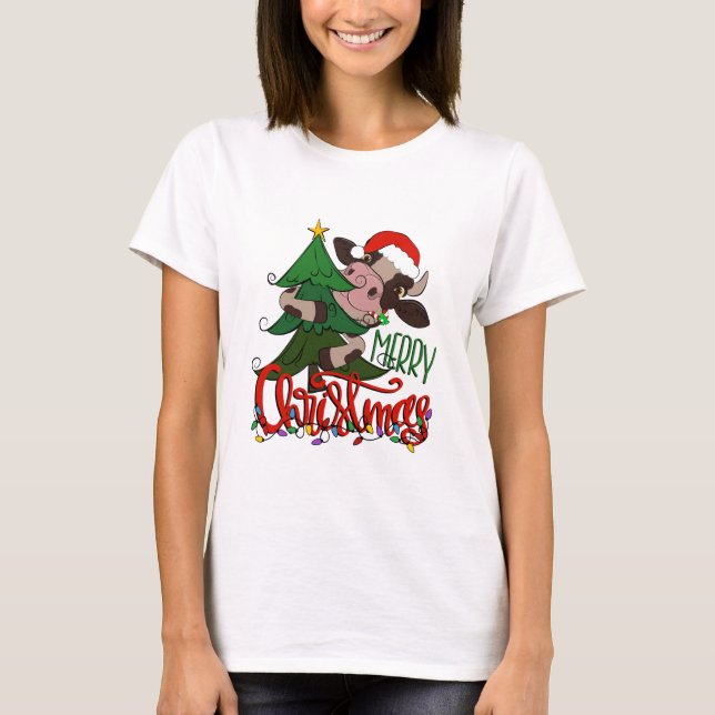 T-shirt Merveilleuse vache de Noël (Devant)