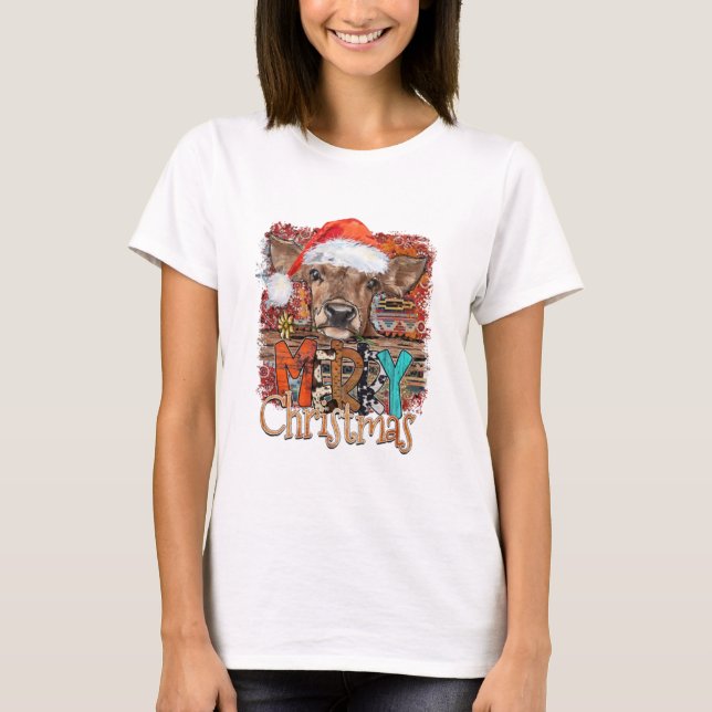 T-shirt Merveilleuse vache de Noël (Devant)
