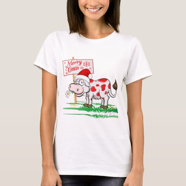 T-shirt Merveilleuse vache de Noël (Devant)