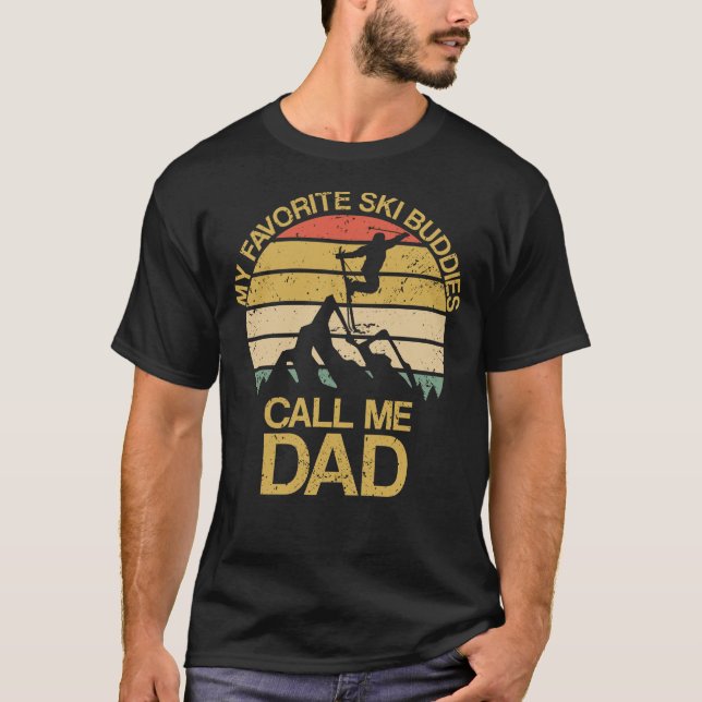 T-shirt Mes Amoureux De Ski Préférés Appelez-Moi Papa Retr (Devant)