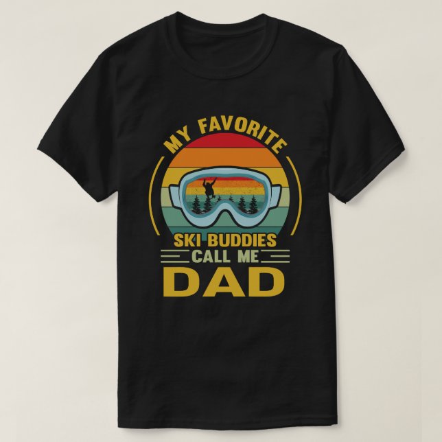 T-shirt Mes Amoureux De Ski Préférés M'Appelent PÈRE Vinta (Design devant)