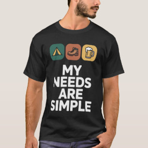 T-shirt Mes besoins sont Simples Camping Randonnée Bière A