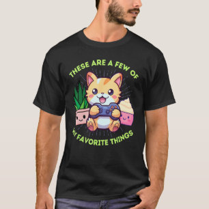 T-shirt Mes Choses Préférées Chats Gâteaux Plantes Jeu Vid