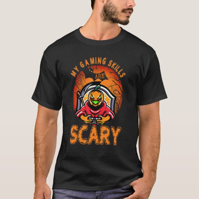 T-shirt Mes Compétences En Jeu Ont Peur À Lanterne Hallowe (Devant)