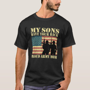 T-shirt Mes Deux Fils Ont Votre Dos Fier Armée Maman Milit