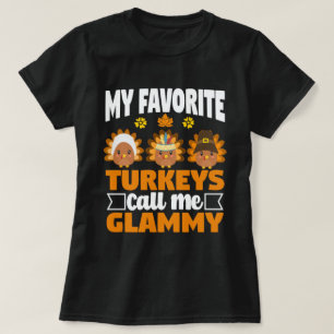 T-shirt Mes dindes préférées Appelez-Moi Glammy Thanksgivi