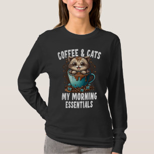 T-shirt Mes essentiels du matin café et chats