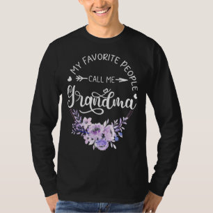 T-shirt Mes Gens Favoris M'Appelent Grandma Femmes Floral 