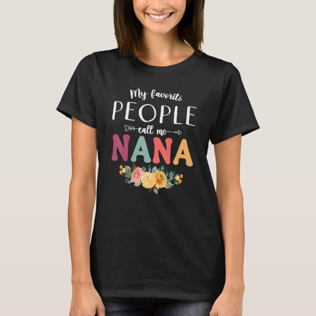 T-shirt Mes Gens Favoris M'Appelent Nana Femmes Flower Gra (Devant)
