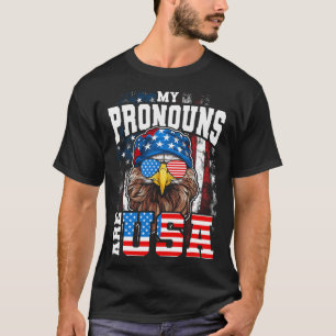 T-shirt Mes pronoms sont aigle patriotique Usa drôle 4 jui