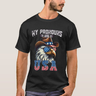 T-shirt Mes pronoms sont USA Aigle Chapeau de cow-boy amér