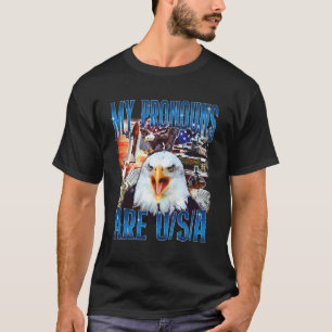 T-shirt Mes pronoms sont USA Aigle Drôle 4 juillet América