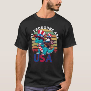 T-shirt Mes pronounes sont USA Eagle American Funny 4e de
