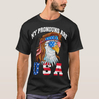 T-shirt Mes Pronounes Sont Usa Eagle American Funny 4E De