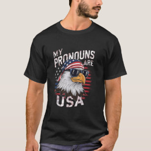 T-shirt Mes pronounes sont USA Patriotic Eagle Funny 4e de