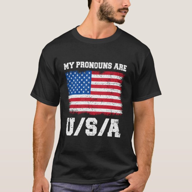 T-shirt Mes pronounounes Sont Usa Drôle 4 juillet Américai (Devant)