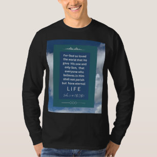 T-shirt Message d'amour - John 3-16 - Noir à manches longu