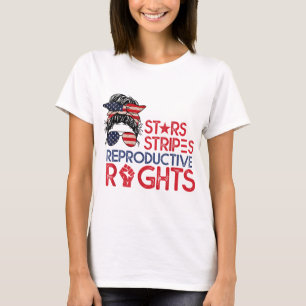 T-shirt Messy Bun American Flag Pro Choice Star Stripes Eq