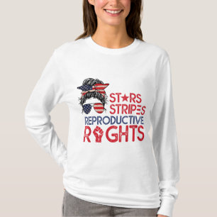 T-shirt Messy Bun American Flag Pro Choice Star Stripes Eq