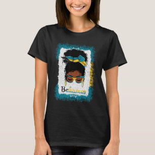 T-shirt Messy Bun Bahamian Bahamas Drapeau Femme Femme Fil