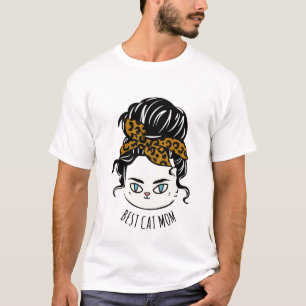 T-shirt Messy Bun CAT MOM